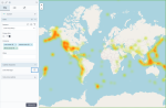 Heatmap showing earthquakes